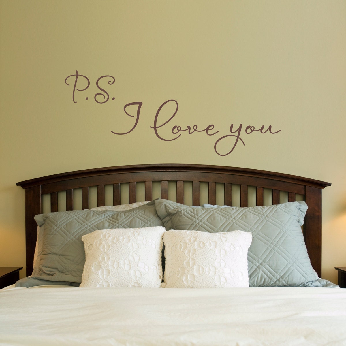 P.S. I Love You Wall Decal - Love Decal - Bedroom Wall Sticker - Large