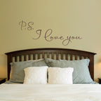 P.S. I Love You Wall Decal - Love Decal - Bedroom Wall Sticker - Large