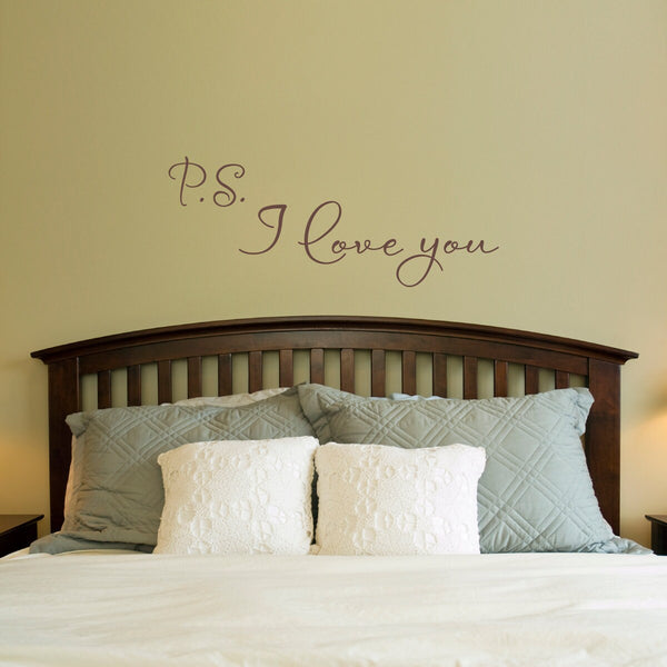 P.S. I Love You Wall Decal - Love Decal - Bedroom Wall Sticker - Medium