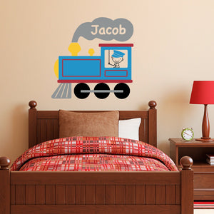 Train Wall Decal with Boys Name - Boy Bedroom Wall Decal - Personalized Train Decal