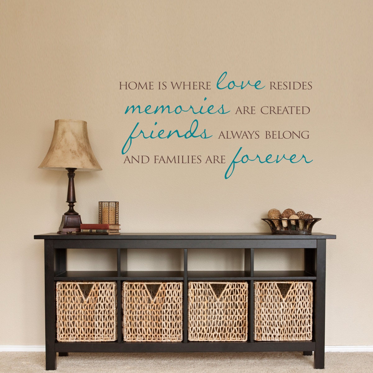 Home Wall Decal | Home is where love resides | Families are forever | Quote Vinyl Sticker