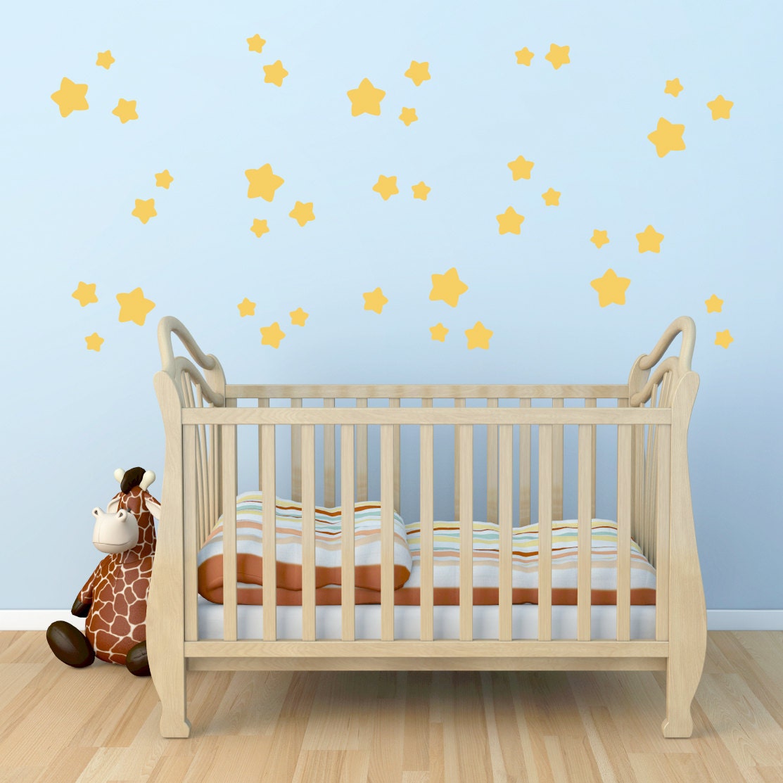 Twinkle Star Wall Decal - Set of 38 Stars - Star Wall Stickers - Children Wall Decals