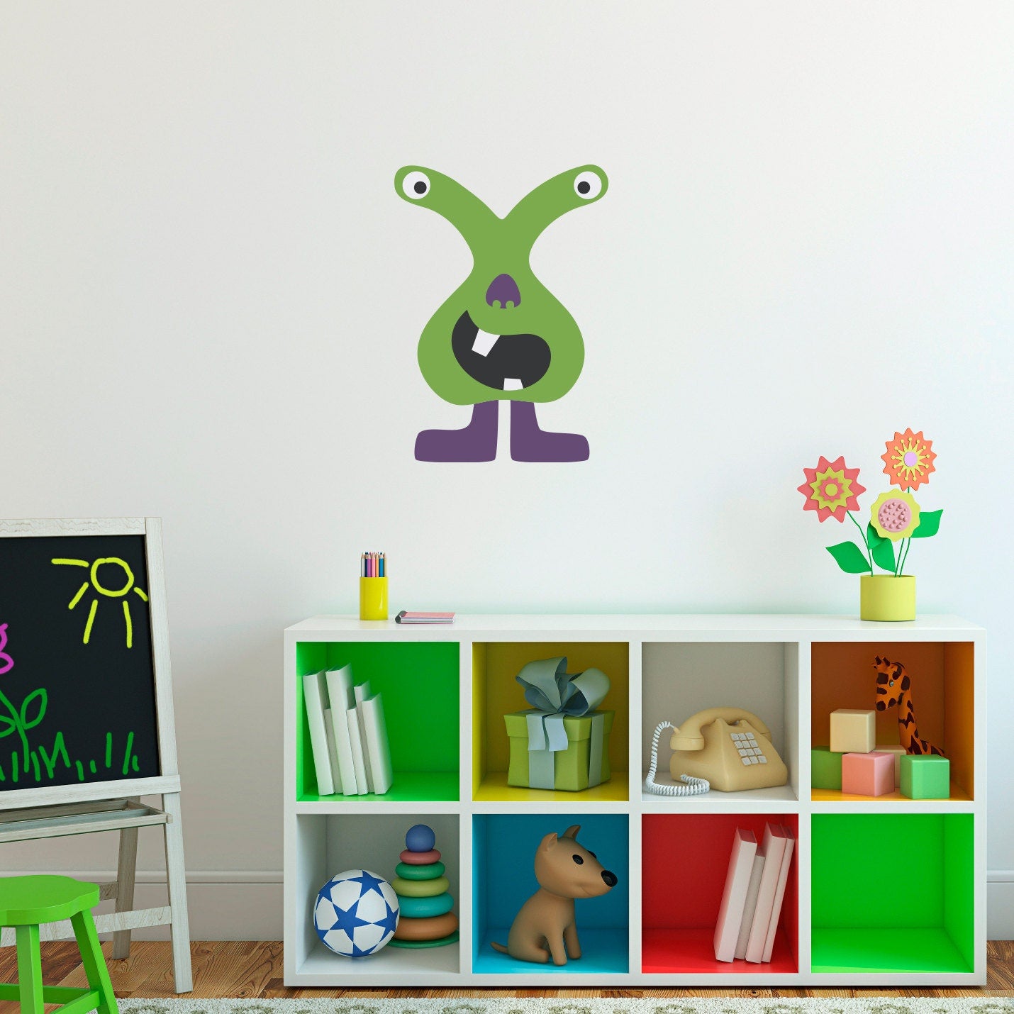 Monster Wall Decal - Green Monster Wall Sticker - Children Wall Decals - Printed Decal - 8