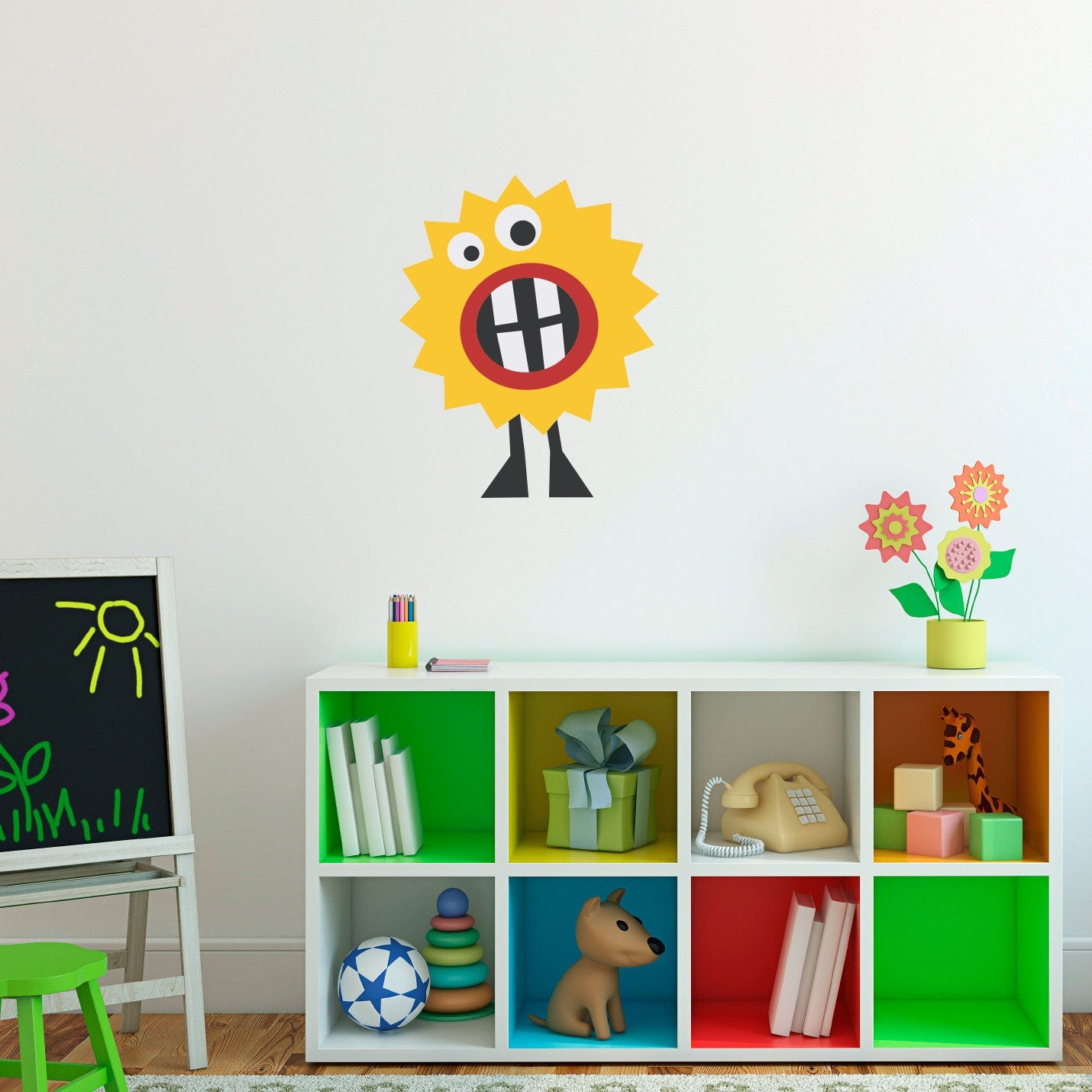 Monster Decal - Yellow Monster Wall Decor - Children Wall Decals - Printed Decal - 1