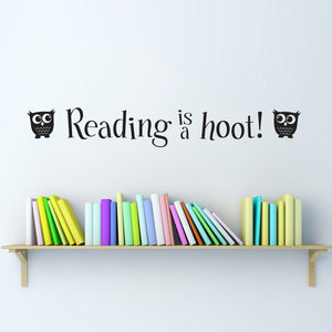 Reading is a hoot Wall Decal - Reading Decal - Children Wall Decals - Medium