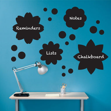 Chalkboard Decal - Flowers & Polka Dots Set of 19 Decals - Flower Chalkboard Decal