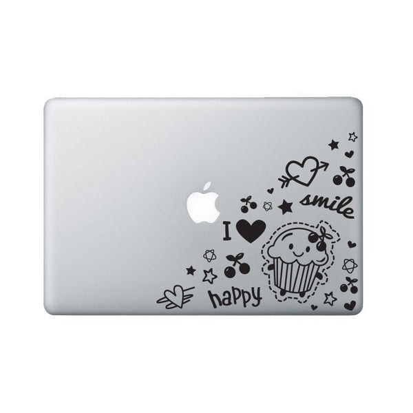 Doodles Laptop Decal | Cupcake Macbook Sticker | Heart Laptop Vinyl