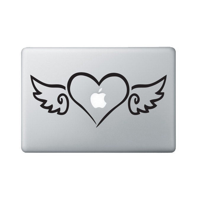Heart with Wings Laptop Decal - Heart & Wings Macbook Decal - Laptop Sticker