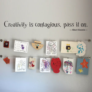 Creativity is Contagious pass it on Wall Decal | Children Artwork Display Vinyl | Albert Einstein Quote | Artist Quote