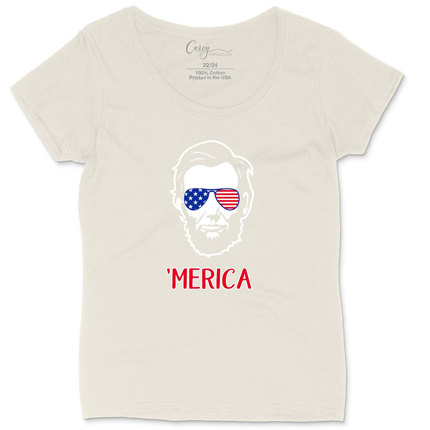 Merica Abraham Lincoln Version | Ladies Plus Size T-Shirt | Fourth of July | Funny Patriotic Shirt | Fireworks Shirt