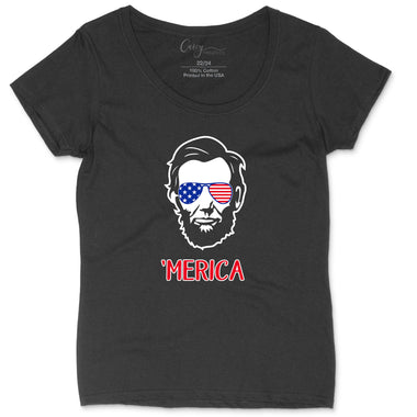 Merica Abraham Lincoln Version | Ladies Plus Size T-Shirt | Fourth of July | Funny Patriotic Shirt | Fireworks Shirt