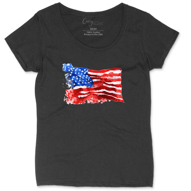 USA Flag Grunge | Ladies Plus Size T-Shirt | Fourth of July | Funny Patriotic Shirt | Fireworks Shirt