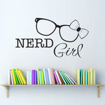 Girl Nerd Glasses Wall Decal - Nerd Glasses Decal - Girl Wall Art - Medium