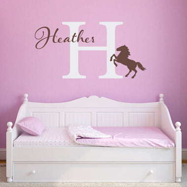 Horse Wall Decal - Personalized Girl Decal - Girl Horse Bedroom Decor - Large