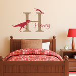 Dinosaur Wall Decal with Initial & Name - Dinosaur Wall Sticker - Personalized Boy Decal - Medium