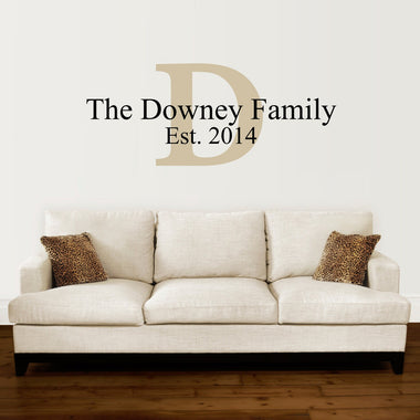 Personalized Name Decal - Last Name with Initial and Established Date - Large Wall Decal 3