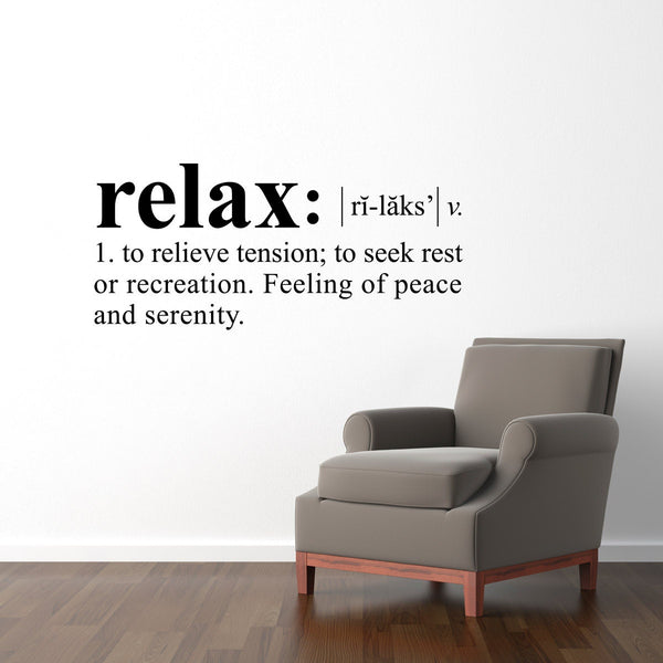Relax Definition Wall Decal - Dictionary definition Decal - Relax Wall Decal - Large