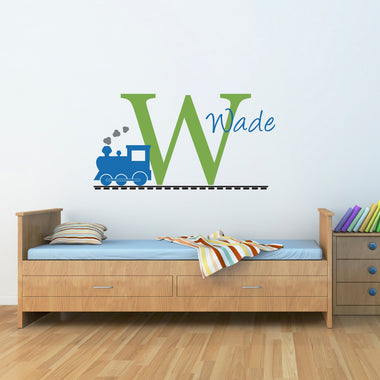 Personalized Train Decal - Initial Wall Decal with Name and Train -  Train Wall Decal - Large