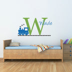 Personalized Train Decal - Initial Wall Decal with Name and Train -  Train Wall Decal - Large