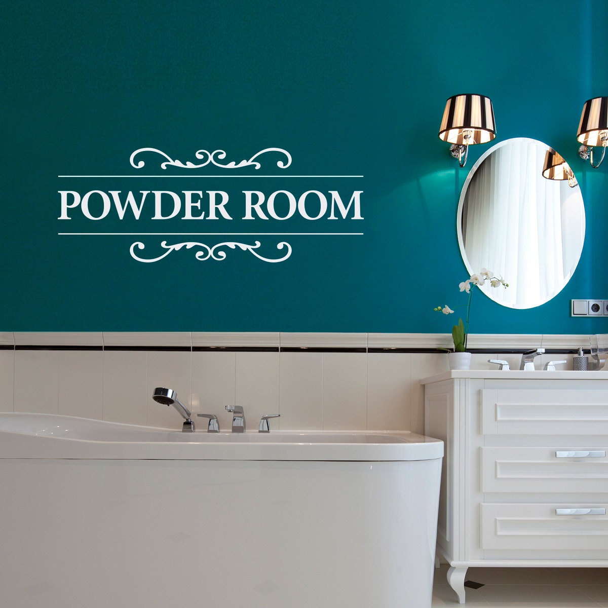 Powder Room Wall Decal - Bathroom Decal - Powder Room Wall Sticker - Large