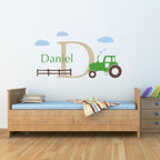 Tractor Wall Decal Set - Boys Name and Initial Decal - Personalized Boy Decal - Large