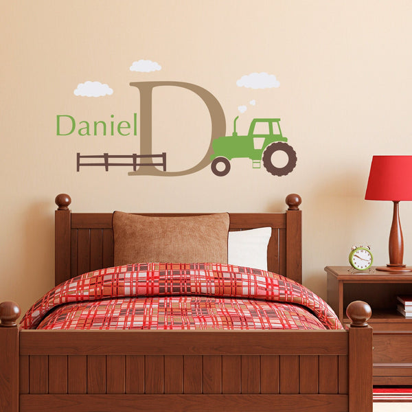 Tractor Decal - Boys Name and Initial Decal - Farmer Decor - Medium Set