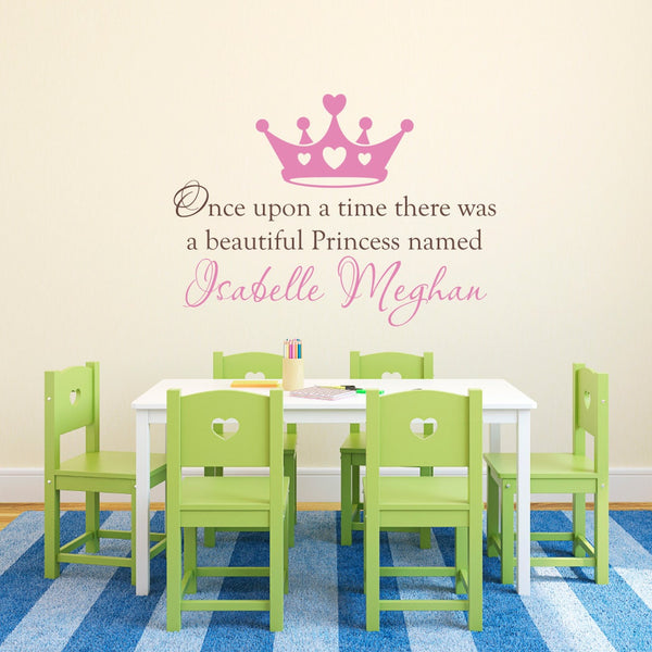 Princess Wall Decal - Personalized Name Decal - Once upon a time - Extra Large