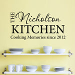 Personalized Name Kitchen Wall Decal - Cooking Memories - Established Date Decal