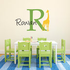 Giraffe Wall Decal with Initial & Name - Custom Name Decal - Giraffe Wall Sticker - Large 2