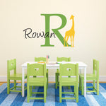 Giraffe Wall Decal with Initial & Name - Custom Name Decal - Giraffe Wall Sticker - Large 2