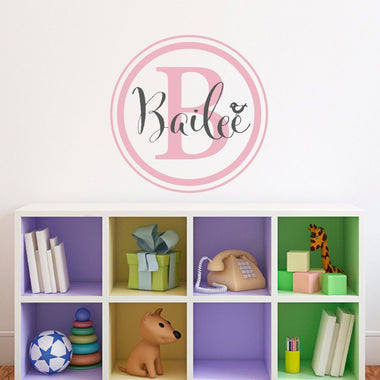 Girl Initial Circle Wall Decal with bird - Custom Decal with Initial - Bird Decal - Medium 2