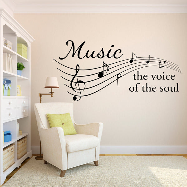 Music Wall Decal - Music the voice of the soul - Staff Notes Wall Art