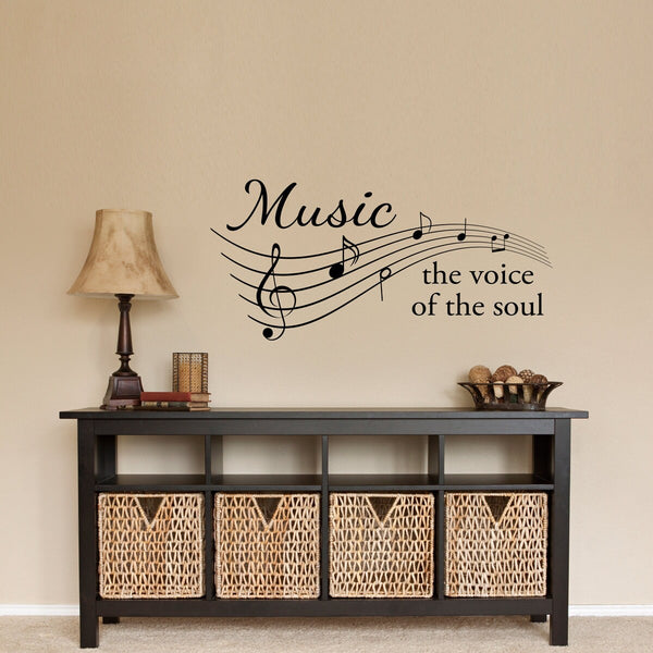 Music Decal - Music the voice of the soul Quote - Musical Staff & Notes Wall Decor