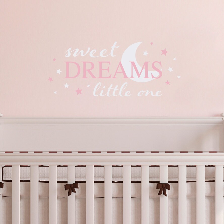 Sweet Dreams Wall Decal - Little one Nursery Decal - Nursery Wall Decor - Moon Stars Decal - Medium