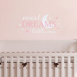Sweet Dreams Wall Decal - Little one Nursery Decal - Nursery Wall Decor - Moon Stars Decal - Medium
