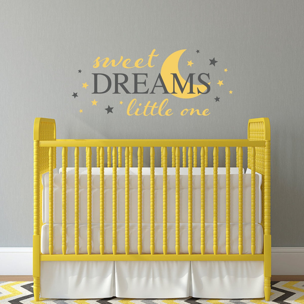Sweet Dreams Little One Decal - Moon Nursery Decal - Stars wall sticker - Large