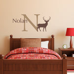 Buck Initial Name Wall Decal Set - Personalized Wall Decal - Hunting Wall Art - Medium