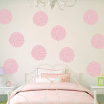 Flower Wall Decals (Set of 10) - Chrysanthemum Flowers - Flower Decor for Girls Bedroom