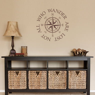 Not all who wander Decal - are lost Quote Wall Decal - Compass Sticker