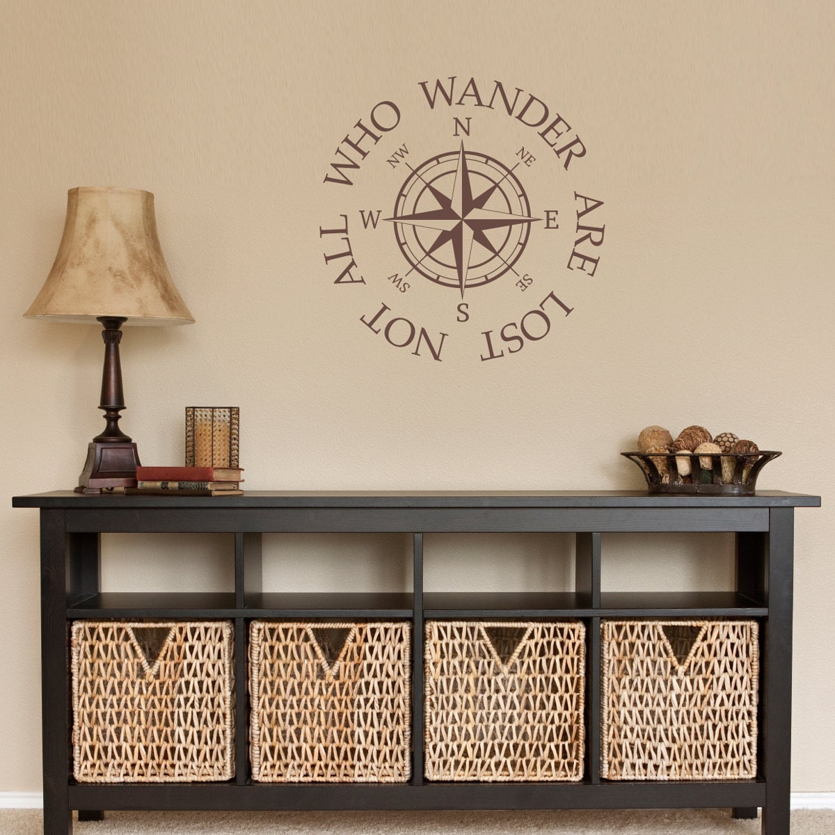 Not all who wander Decal - are lost Quote Wall Decal - Compass Sticker