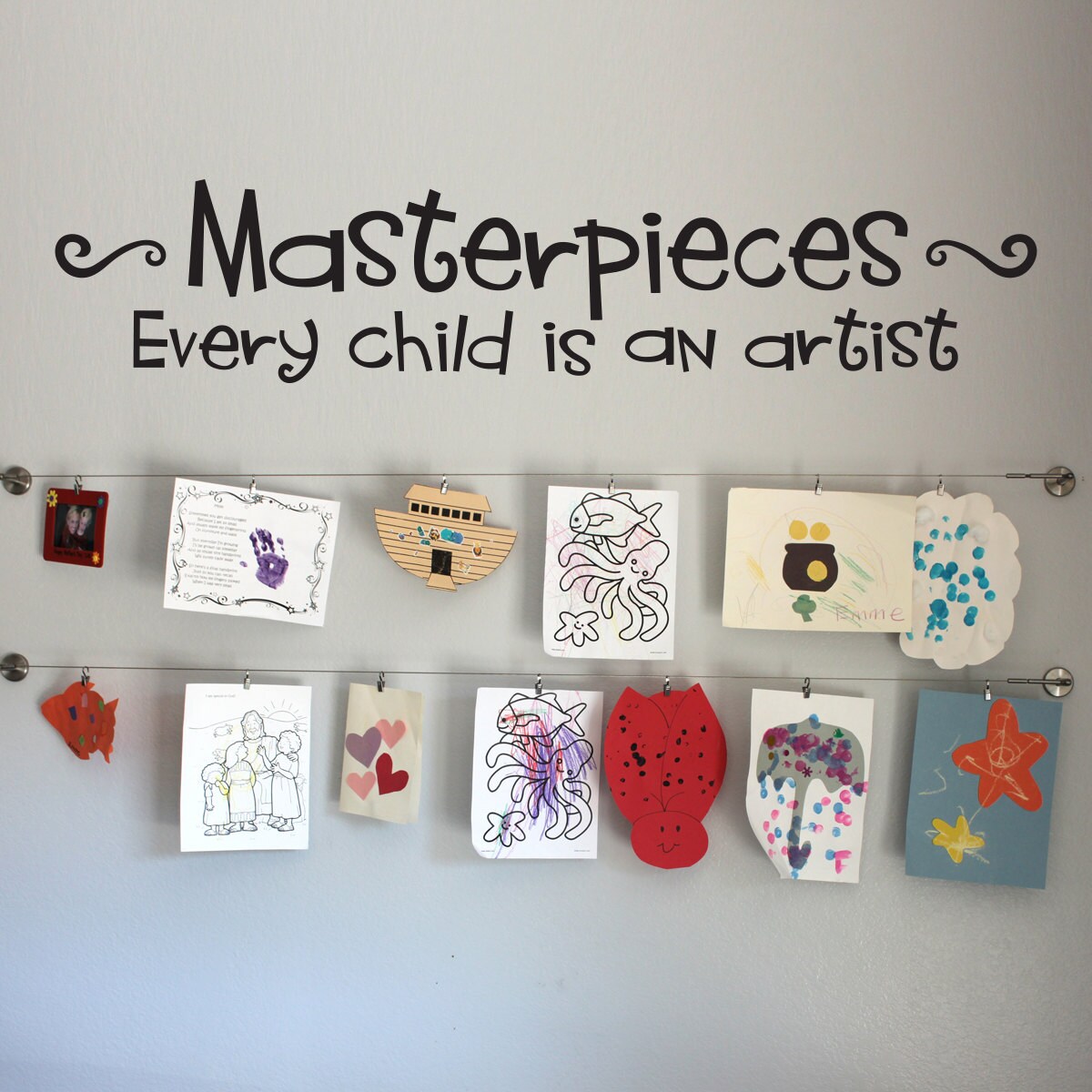 Masterpieces Decal - Every Child is an Artist Quote - Children Artwork Display Decal - Wall Art Decal