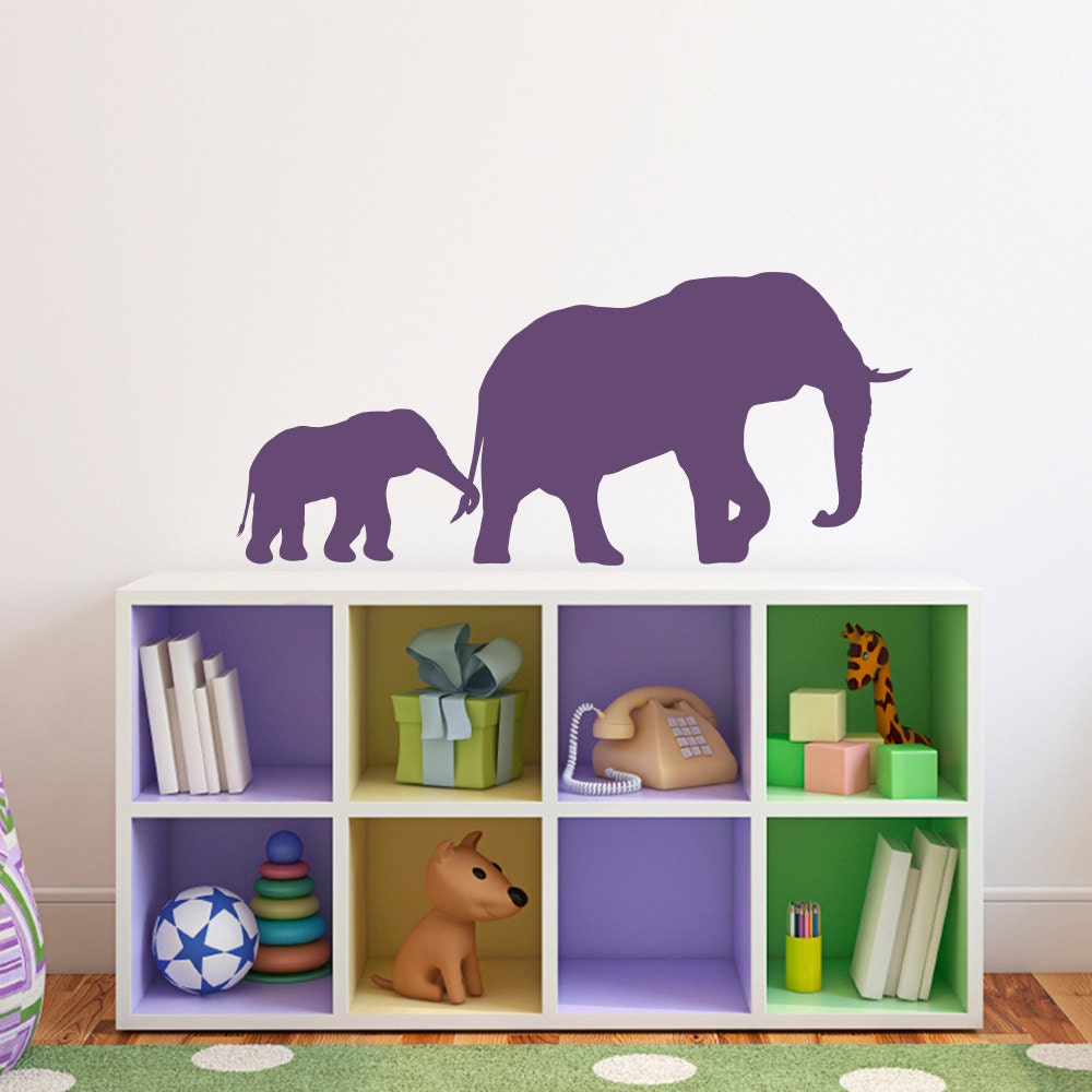 Elephant and baby Wall Decal - Elephant Wall Sticker - Baby Decor