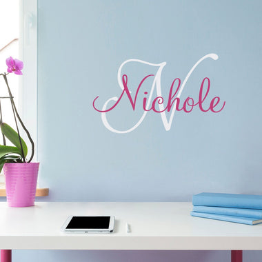 Initial & Name Wall Decal - Girls Name Decal - Initial Wall Sticker - Small (5)