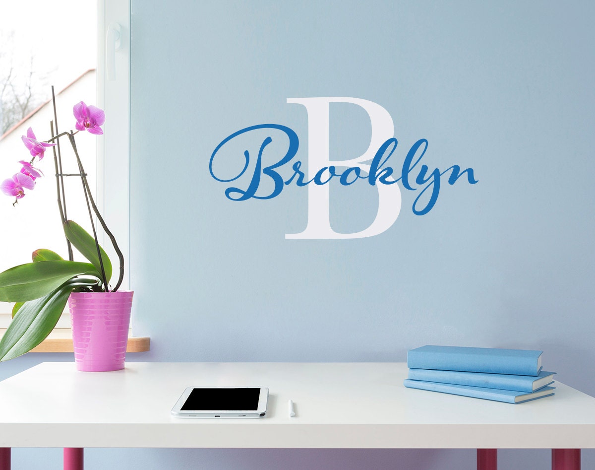 Initial & Name Wall Decal - Girls Name Decal - Initial Wall Sticker - Small (1)
