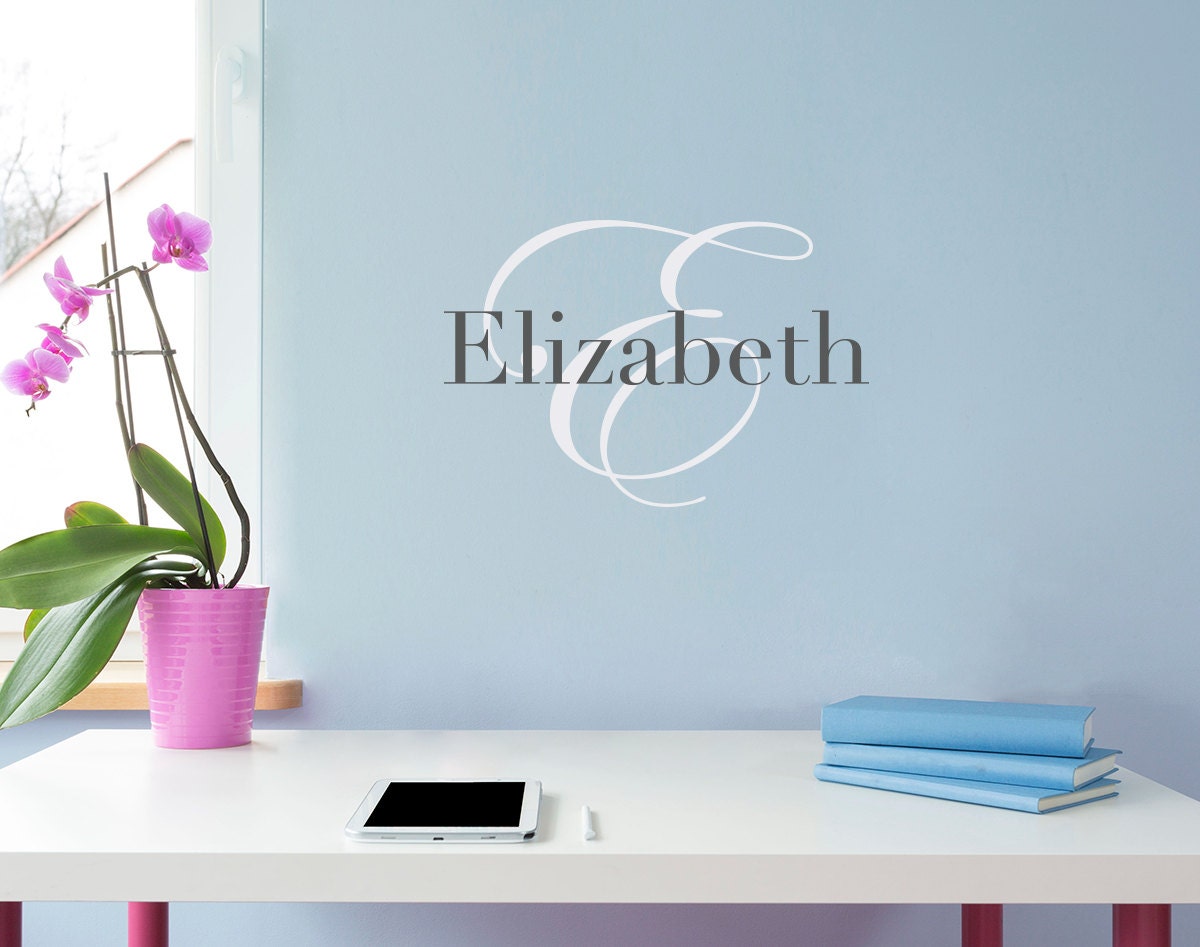 Initial & Name Wall Decal - Girls Name Decal - Initial Wall Sticker - Small (2)