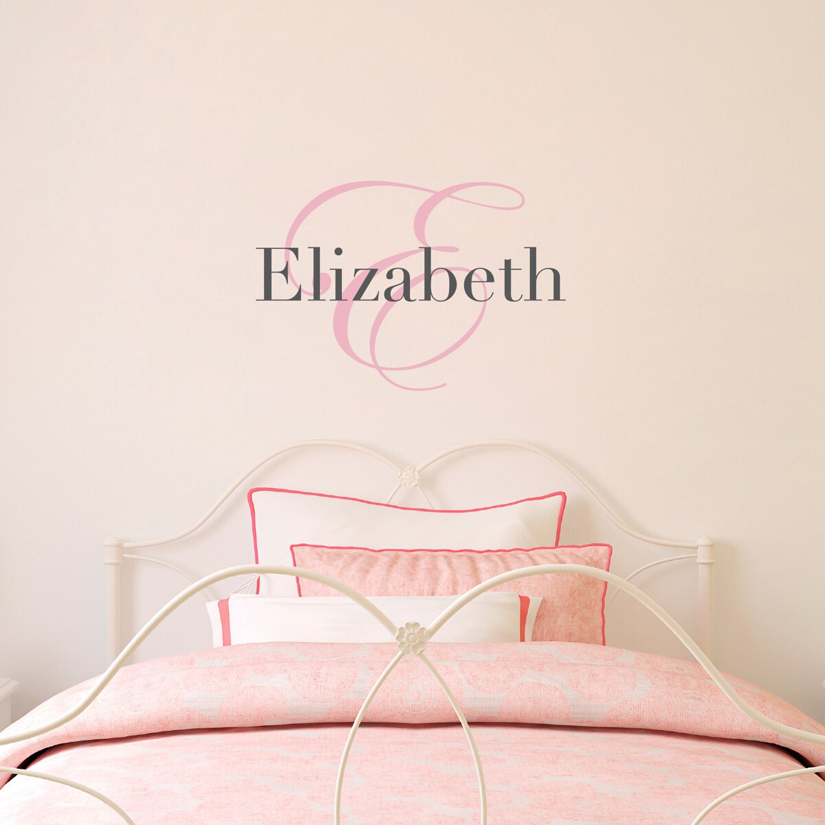 Initial & Name Wall Decal - Girls Name Decal - Initial Wall Sticker - Medium (2)