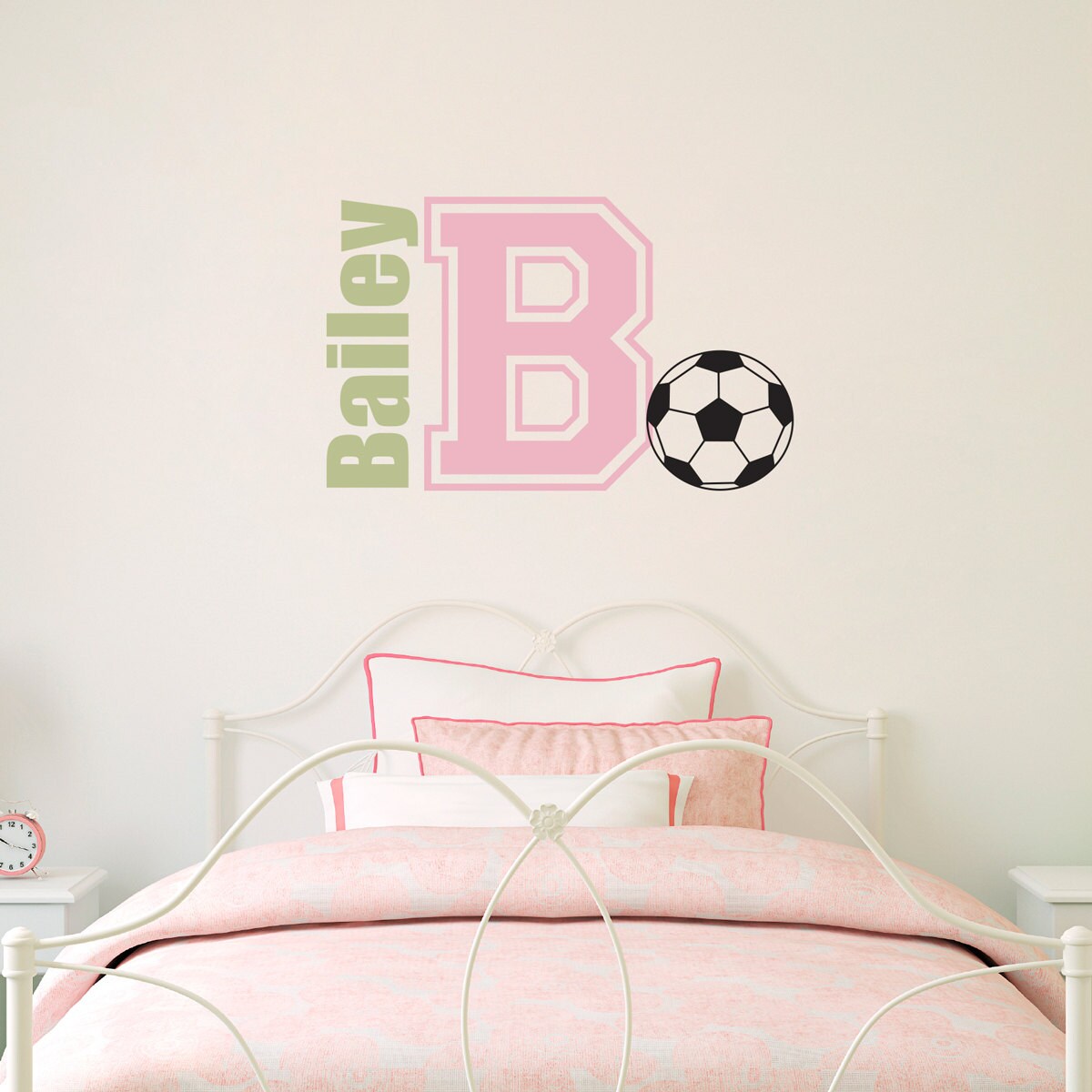 Soccer ball Decal with Name & Initial - Sports Wall Decal - Children Wall Decal - Soccer Wall Decal - Medium