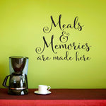 Meals & Memories Wall Decal - Kitchen Quote - Meals and Memories are made here Wall Sticker - Kitchen Wall Decor - Vertical Script Design