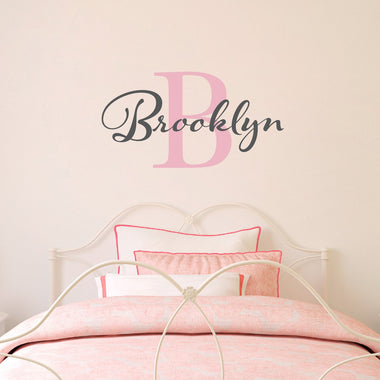 Initial & Name Wall Decal - Girls Name Decal - Initial Wall Sticker - Medium (1)