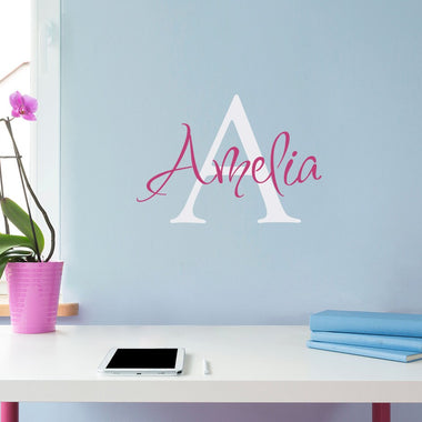 Initial & Name Wall Decal - Girls Name Decal - Initial Wall Sticker - Small (3)